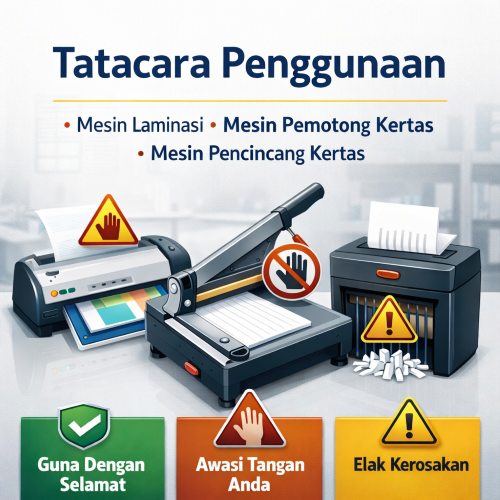 Tatacara Penggunaan Mesin Laminasi, Mesin Pemotong Kertas dan Mesin Pencincang Kertas di Tempat Kerja