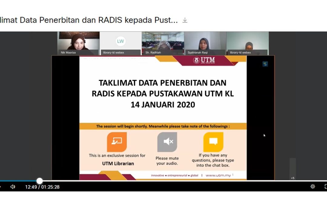 Taklimat Data Penerbitan dan RADIS kepada Pustakawan UTM Kuala Lumpur