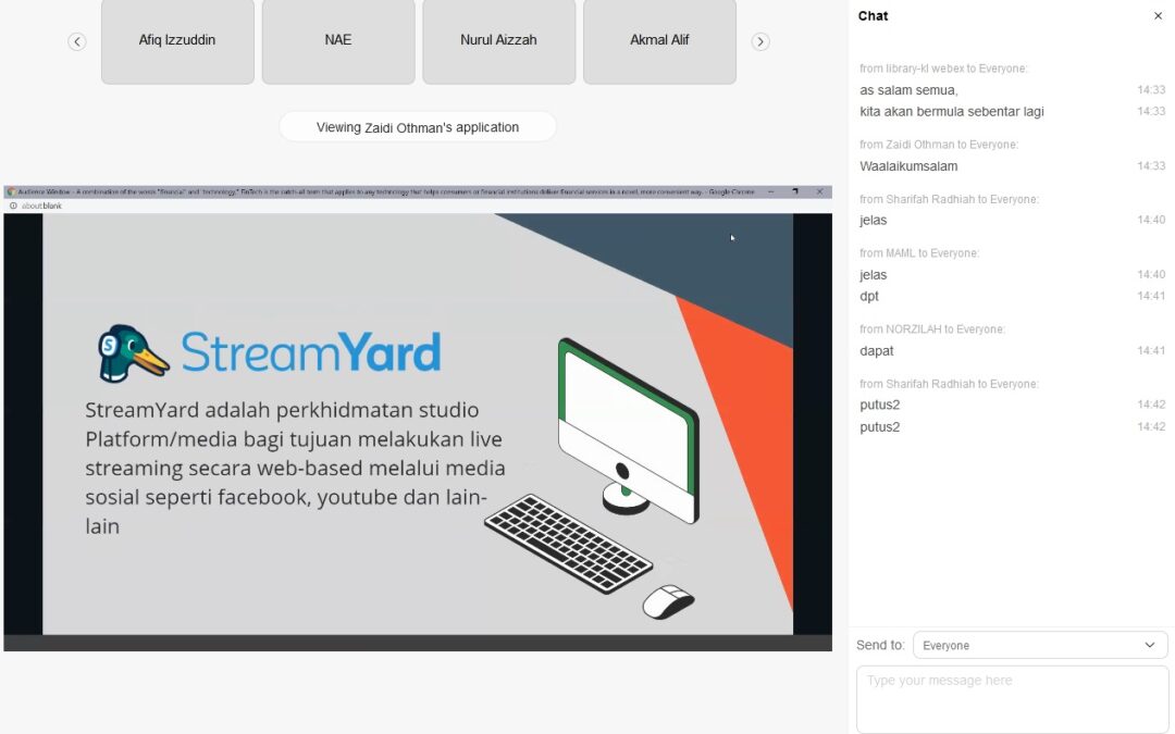 Sesi Perkongsian Penggunaan Aplikasi Streamyard