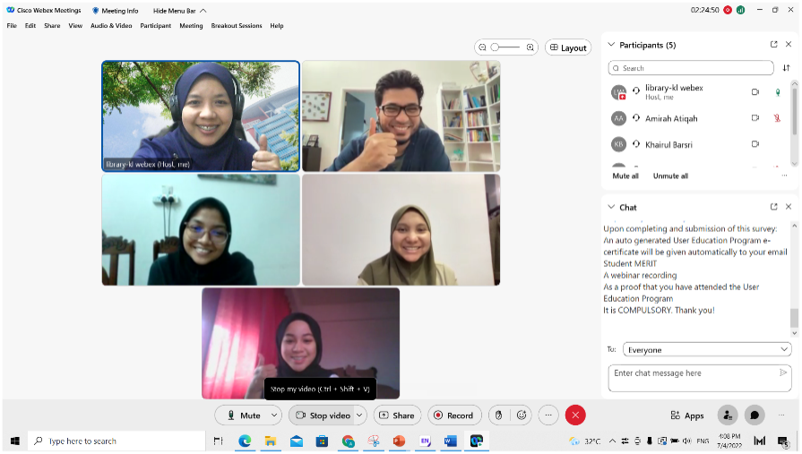 Program Pendidikan Pengguna Perpustakaan UTM Kuala Lumpur Sepanjang Tahun 2022