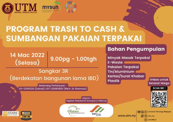 Program Trash to Cash & Sumbangan Pakaian Terpakai, Perpustakaan UTM Kuala Lumpur