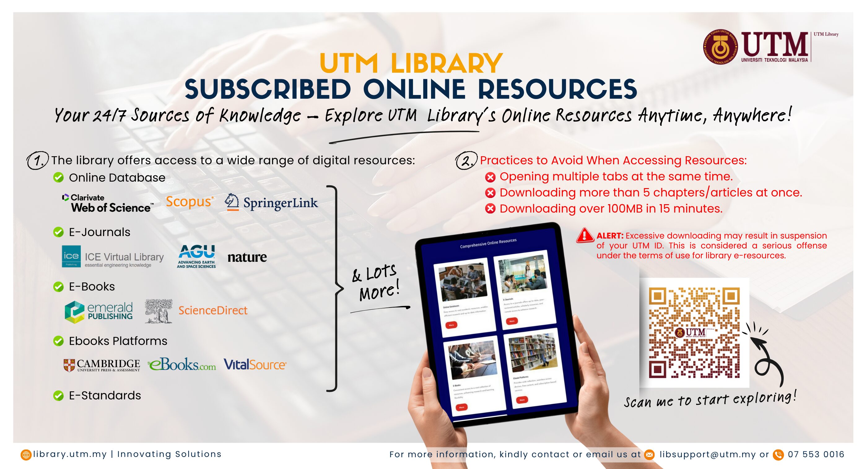 Poster UTM Library subscribe online resources 1.3